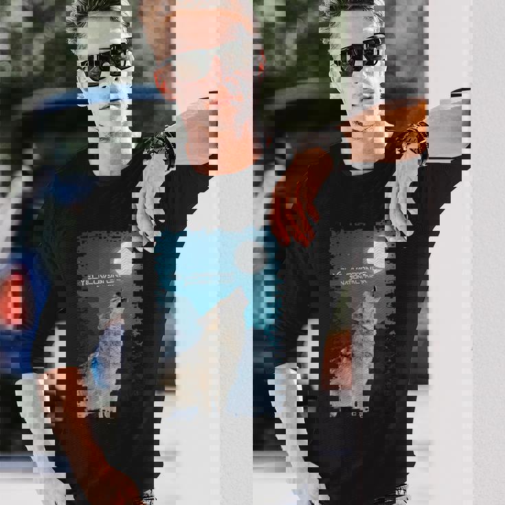 イエローストーン国立公園 オオカミのお土産 記念品 ギフト 長袖Tシャツ 彼への贈り物