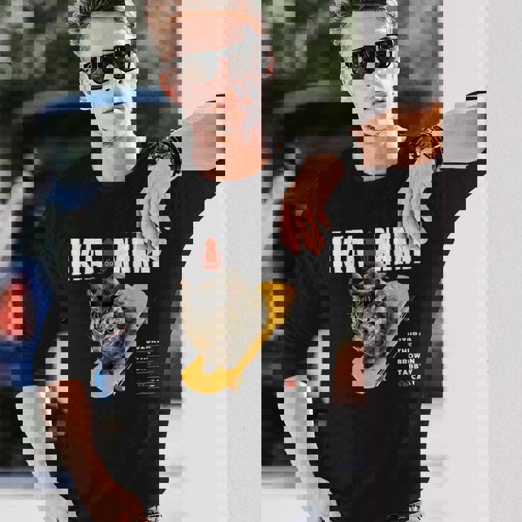 イカ耳ねこ、うずら 猫 キジトラ猫 イカミミ Cat 長袖Tシャツ 彼への贈り物