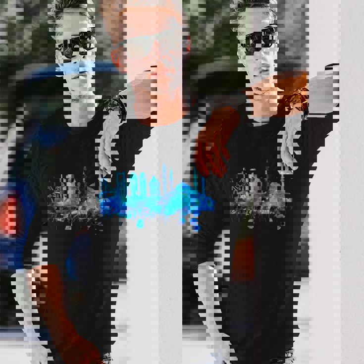 イスタンブールのスカイライン 青いモスク 青い絵 トルコ 長袖Tシャツ 彼への贈り物