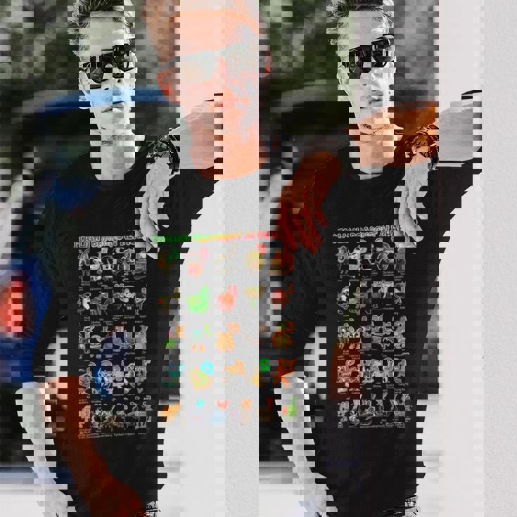 イタリアンブレインロットキャラクターの種類イタリアブレインロットアファベット 長袖Tシャツ 彼への贈り物