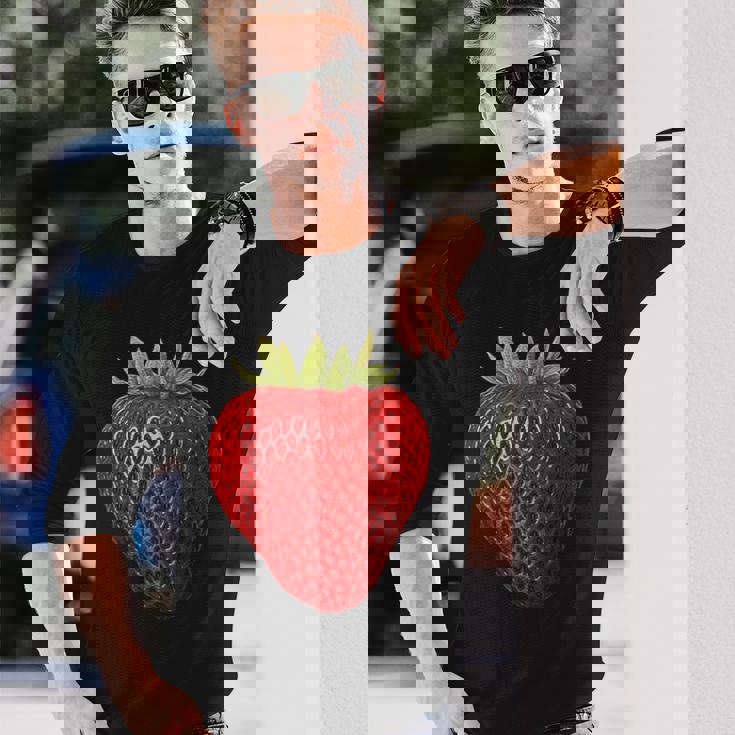 イチゴ イラスト アート フルーツ グラフィック モチーフ 長袖Tシャツ 彼への贈り物