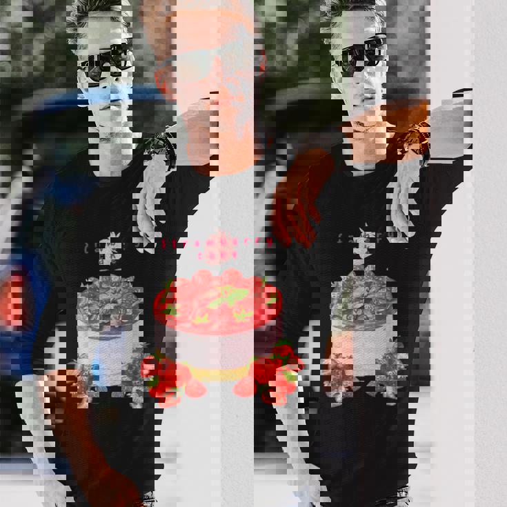 イチゴケーキ スイーツ デザート かわいい 春 パティシエ、普段着、いちご狩り、いちご、ストロベリー、お菓子 長袖Tシャツ 彼への贈り物