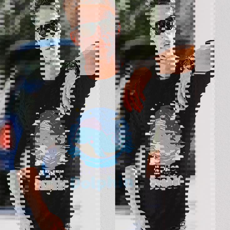 イルカのような昼寝 可愛い眠りイルカ 長袖Tシャツ 彼への贈り物