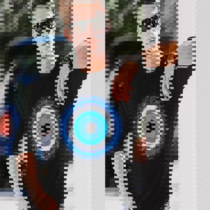 イーブルアイシャツ トルコの目 ナザール 邪悪なギリシャ語から守る 長袖Tシャツ 彼への贈り物