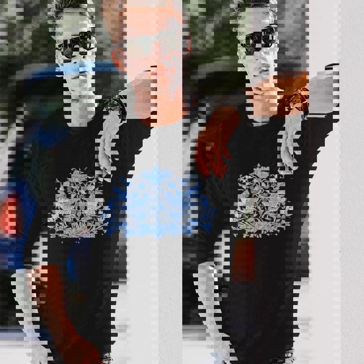 ウィリアム・モリス ストロベリー泥棒 鳥 ブルー 長袖Tシャツ 彼への贈り物