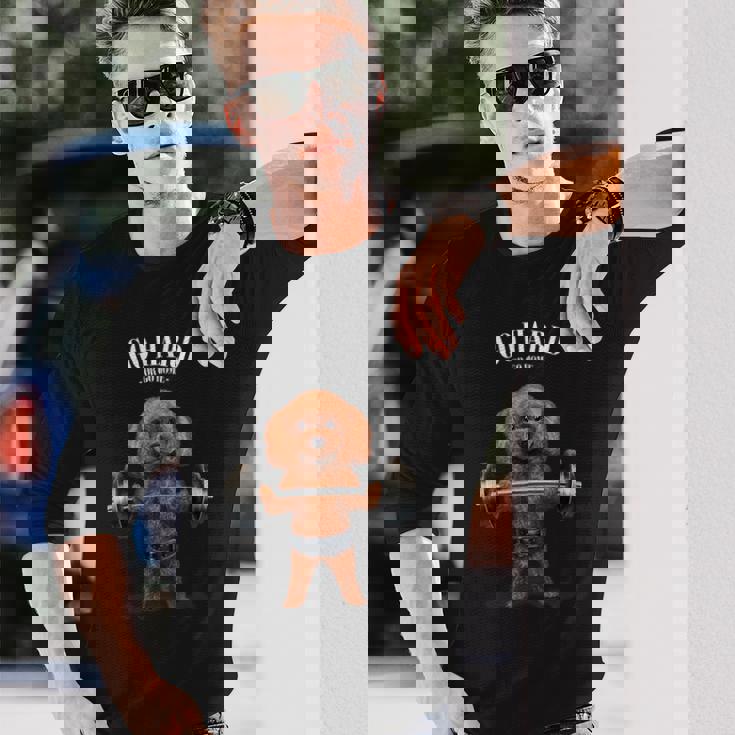 ウェイトリフティング 筋トレ バーベル やる気がないなら家に帰れ プードル 犬 長袖Tシャツ 彼への贈り物