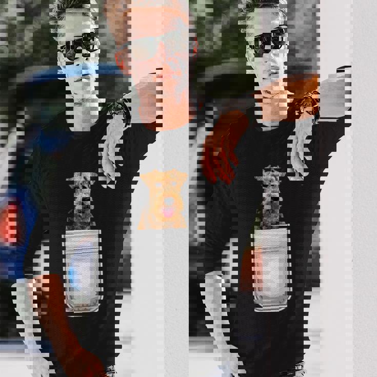 ウェルシュテリア パピー ドッグ ポケット入り 長袖Tシャツ 彼への贈り物