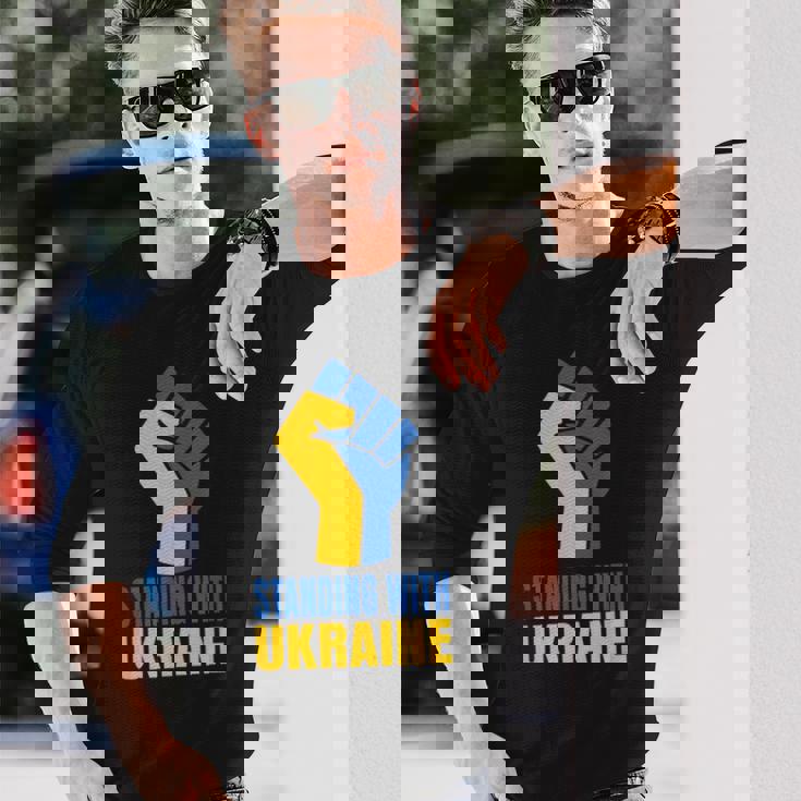 ウクライナを支援 ウクライナと共に立つ 長袖Tシャツ 彼への贈り物