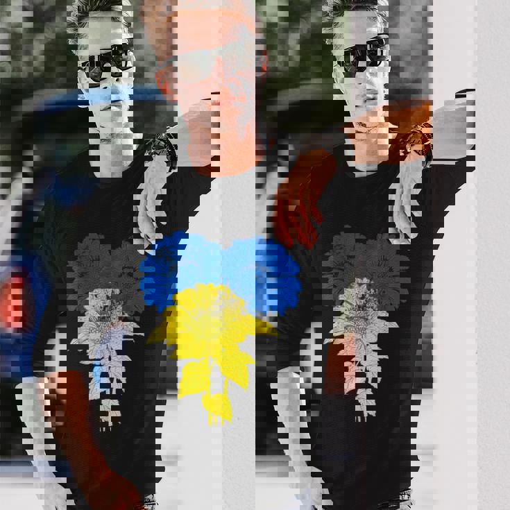 ウクライナ国旗 ひまわり ヴィンテージ ウクライナ支援 ウクライナ 長袖Tシャツ 彼への贈り物