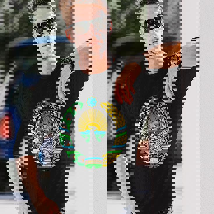 ウズベキスタン 紋章 旗 ウズベキスタン 長袖Tシャツ 彼への贈り物