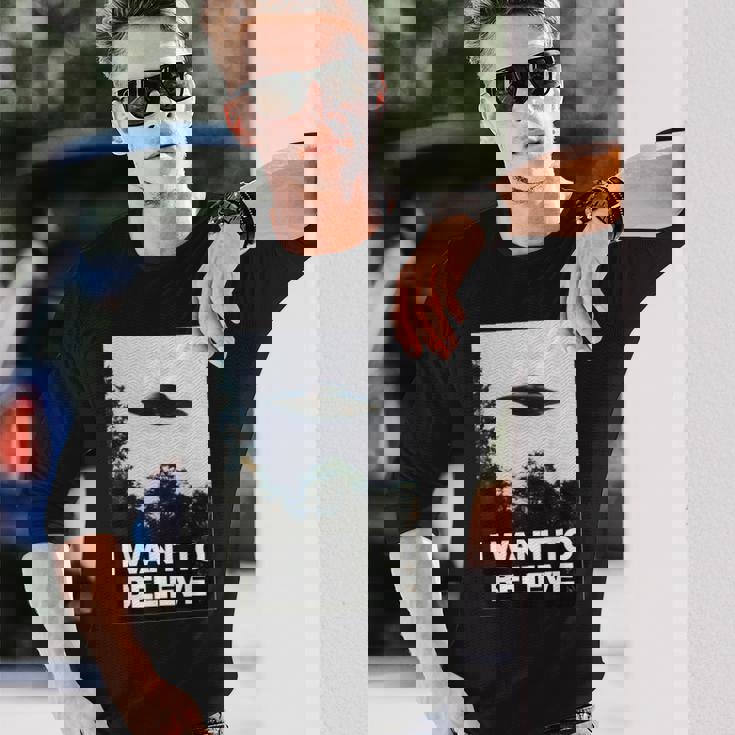 エイリアン Ufo ハンターシャツ I Want To Believe 長袖Tシャツ 彼への贈り物