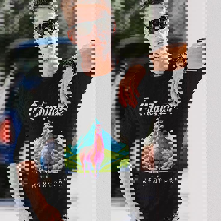 エクアドル コトパクシ国立公園 レトロ ラマ お土産 ハイキング 長袖Tシャツ 彼への贈り物