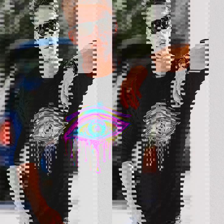 エジプトのホルスの目 トリッピー サイケデリック アート 宇宙 シュール 長袖Tシャツ 彼への贈り物