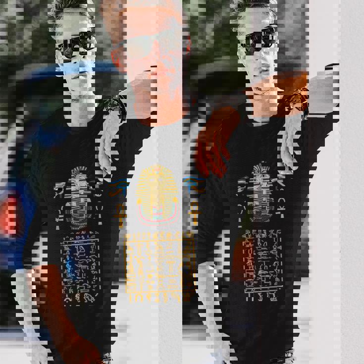 エジプトヒエログリフ シンボル ツタ王 ファラオ 長袖Tシャツ 彼への贈り物