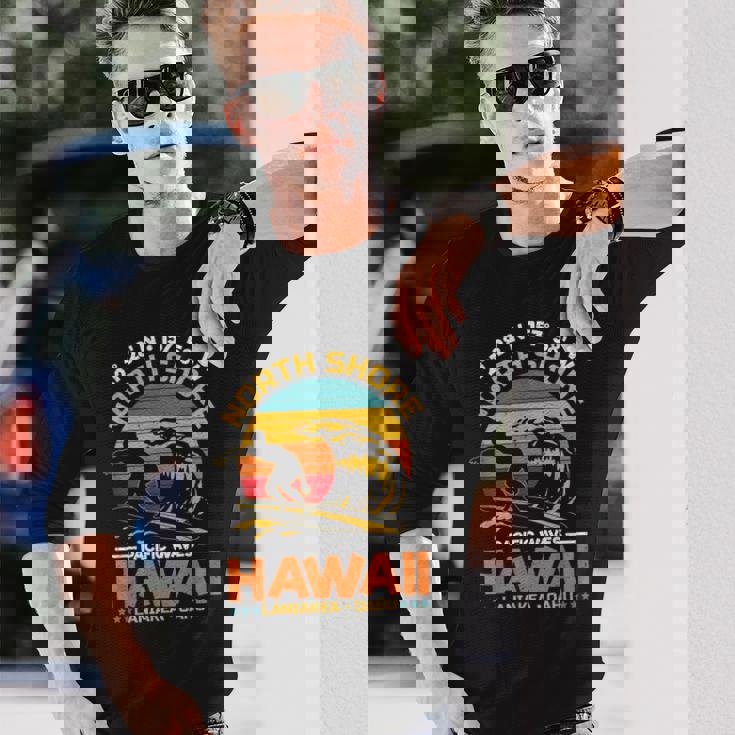 オアフ島のラニアケアビーチノースショアサーフィンハワイオアフ島 長袖Tシャツ 彼への贈り物