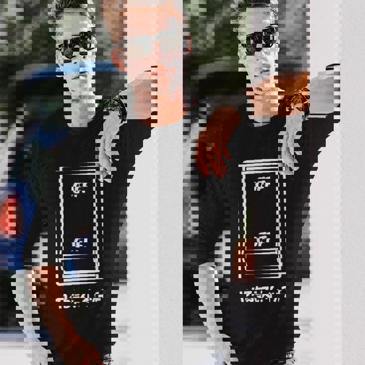 オフオフ やる気スイッチ ジョーク かわいい おやじギャグ ギャグ おもしろ 長袖Tシャツ 彼への贈り物