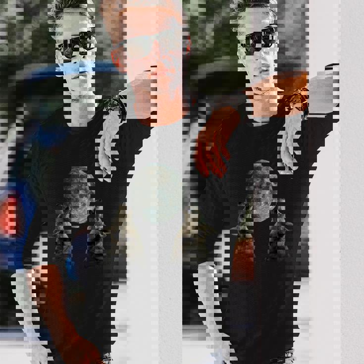 オーストラリアン・キャトル・ドッグ ハウリング・ムーン 長袖Tシャツ 彼への贈り物