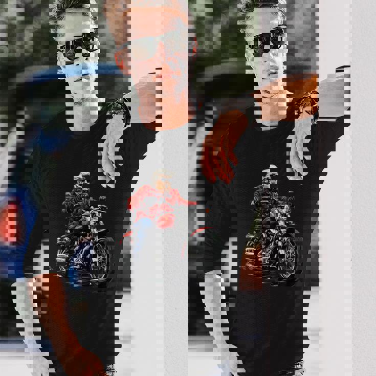 オートバイ アメリカン バイク おもしろ パロディ バイカー トランプ ライダー クルーザー モーターサイクル No3 長袖Tシャツ 彼への贈り物