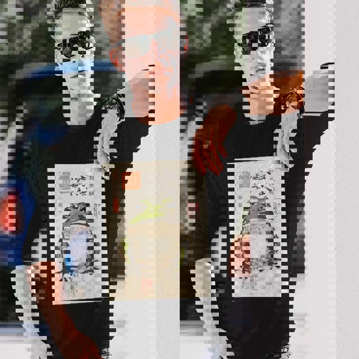 カエル浮世絵 アニメ 日本美術 長袖Tシャツ 彼への贈り物