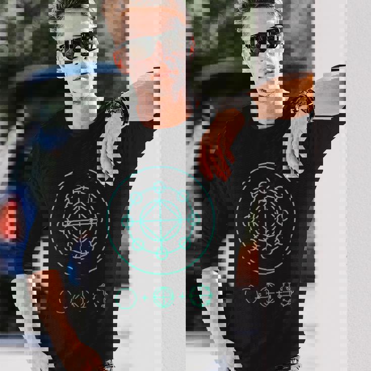 カタカムナウタヒ 三種の神器（ヤタノカガミ 八咫鏡、剣、勾玉） 神代文字 長袖Tシャツ 彼への贈り物