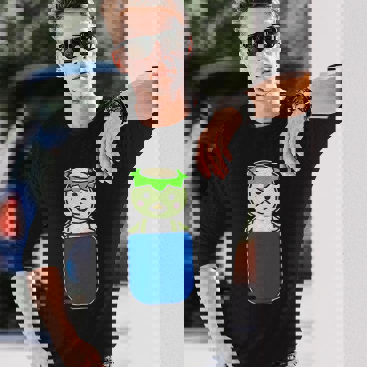 カッパ くん『いん・ざ・ぽけっと』河童【どうぶつフレンズ】きゅうり 妖怪 ゆるくて かわいい イラスト 長袖Tシャツ 彼への贈り物