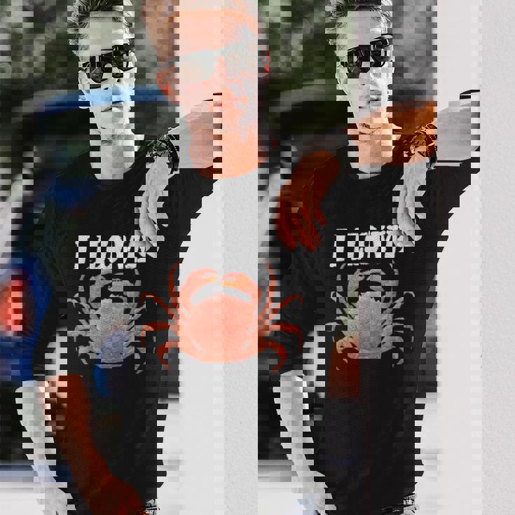 カニが大好き 美味しいカニ 長袖Tシャツ 彼への贈り物