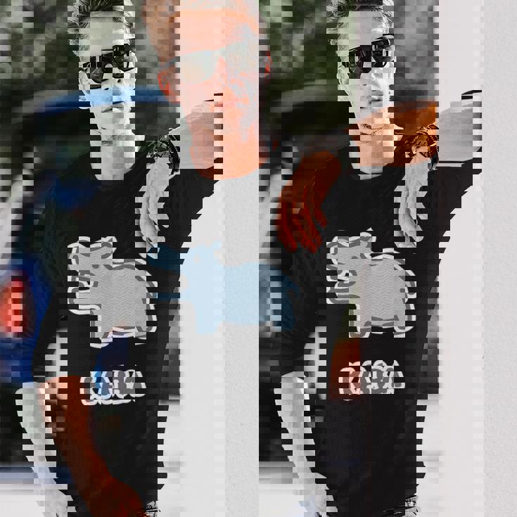 カバ くん Kaba【どうぶつフレンズ】動物園 ゆるくてかわいい キャラクター イラスト 長袖Tシャツ 彼への贈り物