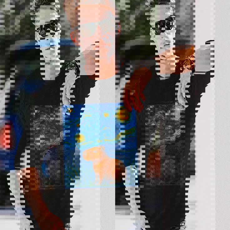 カピバラヴァンゴッホスターリーナイト 長袖Tシャツ 彼への贈り物