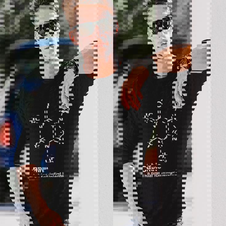 カフェイン分子化学カップ コーヒー 長袖Tシャツ 彼への贈り物