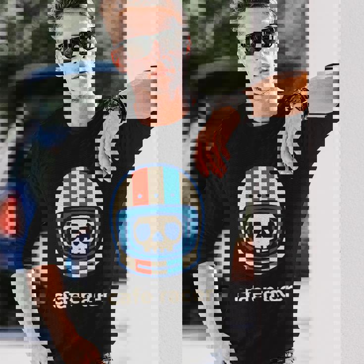 カフェレーサー トレンディ シンプル ヘルメット デザイン バイク 長袖Tシャツ 彼への贈り物