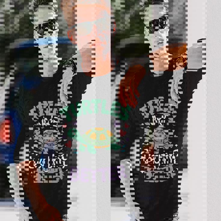 カメがすべてを良くするかわいい陸亀 長袖Tシャツ 彼への贈り物