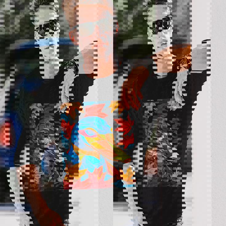 カモノハシ 動物 モチーフ イラスト カモノハシ 長袖Tシャツ 彼への贈り物