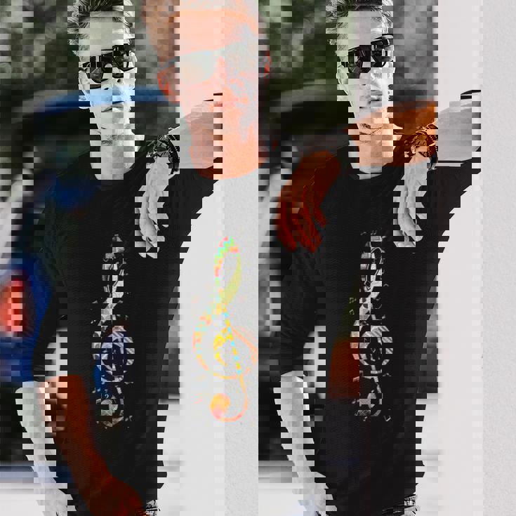 カラフルな音符 長袖Tシャツ 彼への贈り物