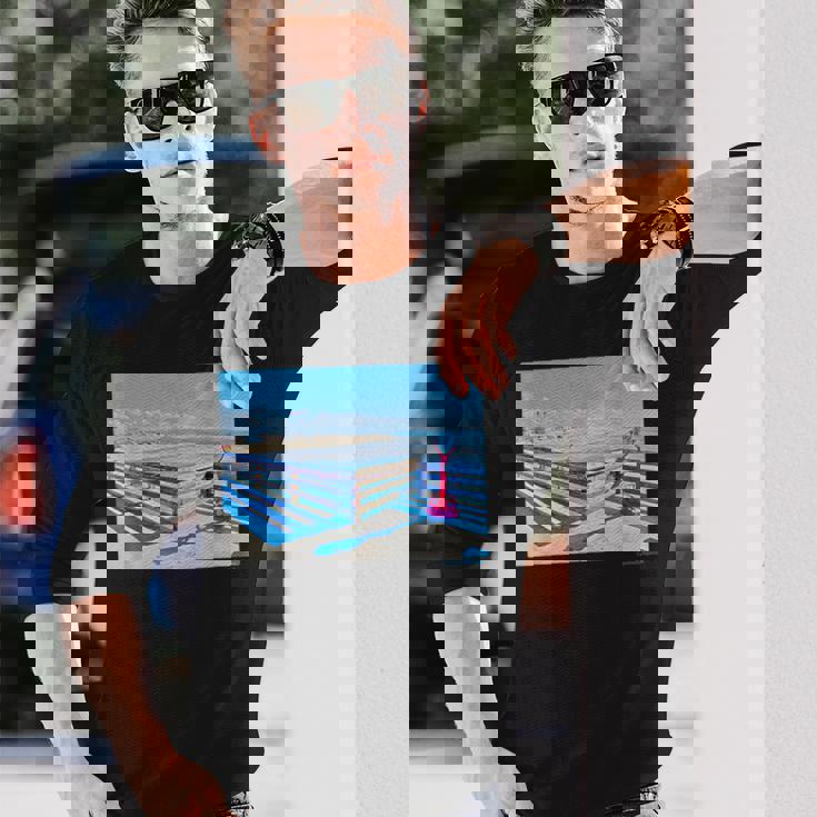 カリフォルニアの桟橋からのカラフルな海の景色 長袖Tシャツ 彼への贈り物