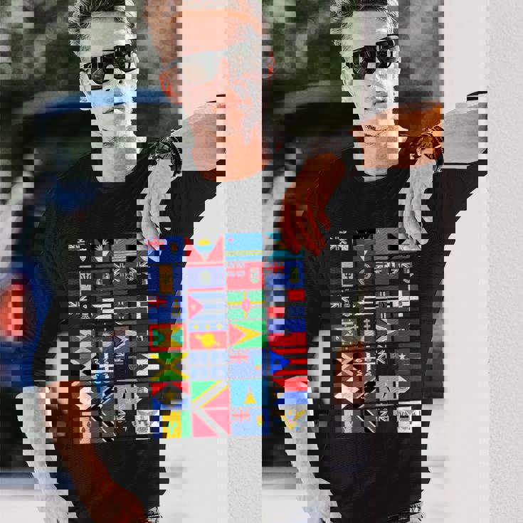 カリブ海国旗 ユニティプライド お土産 地理ギフト 長袖Tシャツ 彼への贈り物