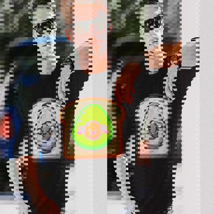 カワイイ アボカドトースト 長袖Tシャツ 彼への贈り物