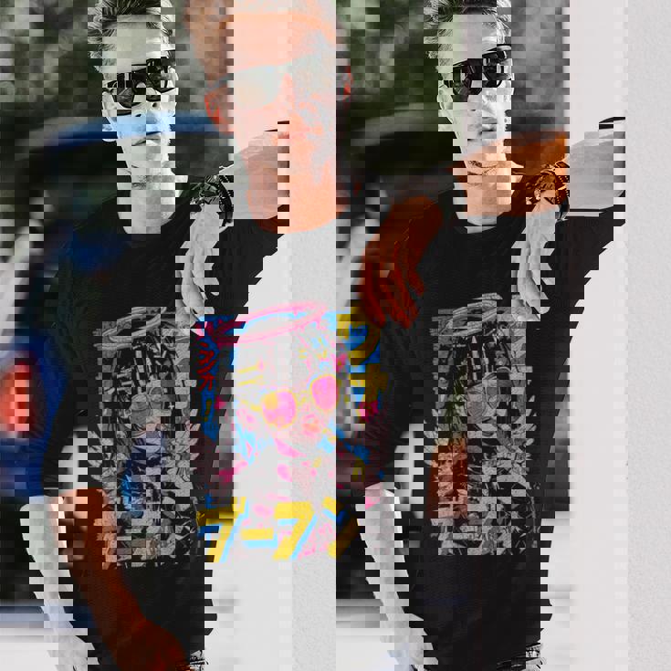 カワイイ ストリートウェア ヒップホップ Hip Hop サイバーパンク エンジェル テックウェア マンガ アニメ 長袖Tシャツ 彼への贈り物