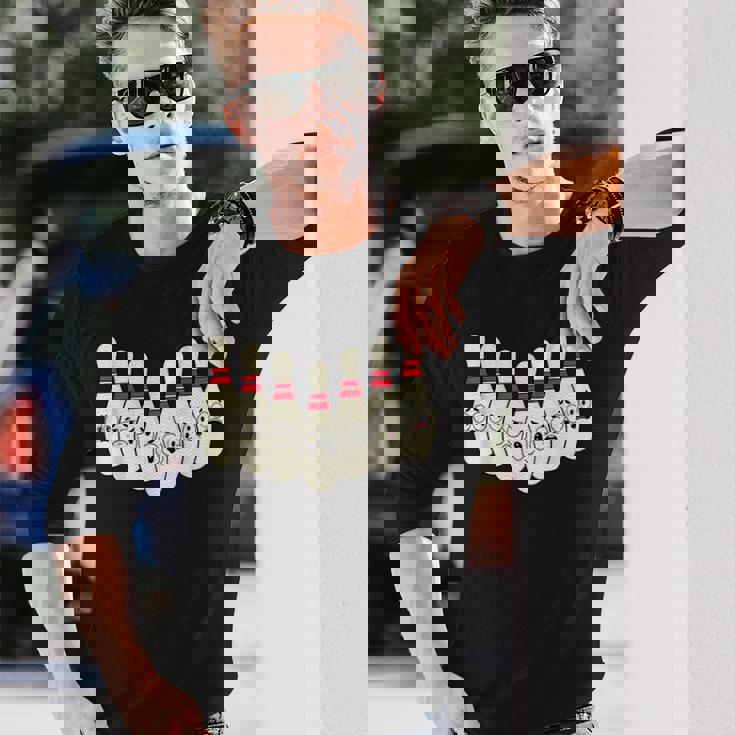 カートゥーン ボウリング 面白い 怖い ボウリング 長袖Tシャツ 彼への贈り物