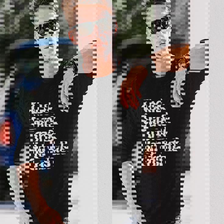 キック&スネア&トムズ&ハイハット&クラッシュドラムセットテキスト 長袖Tシャツ 彼への贈り物