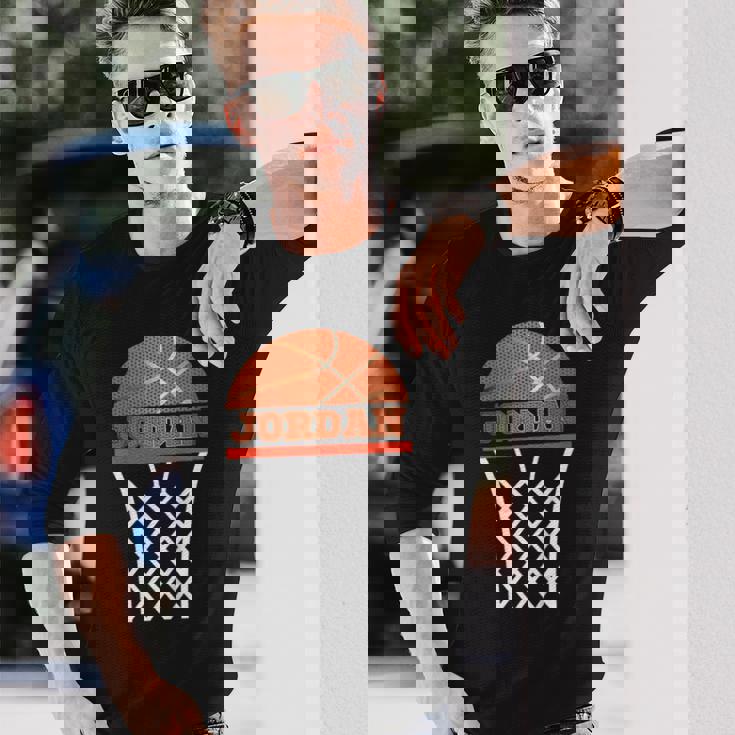 キッズ バスケットボールtシャツ ジョーダン カスタムネームギフト 男の子、若者向け 長袖Tシャツ 彼への贈り物