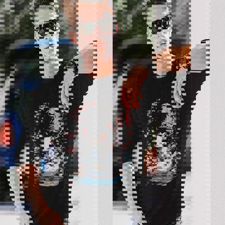 キツネ 妖怪 白狐 幽霊 浮世絵 ヴィンテージ 長袖Tシャツ 彼への贈り物