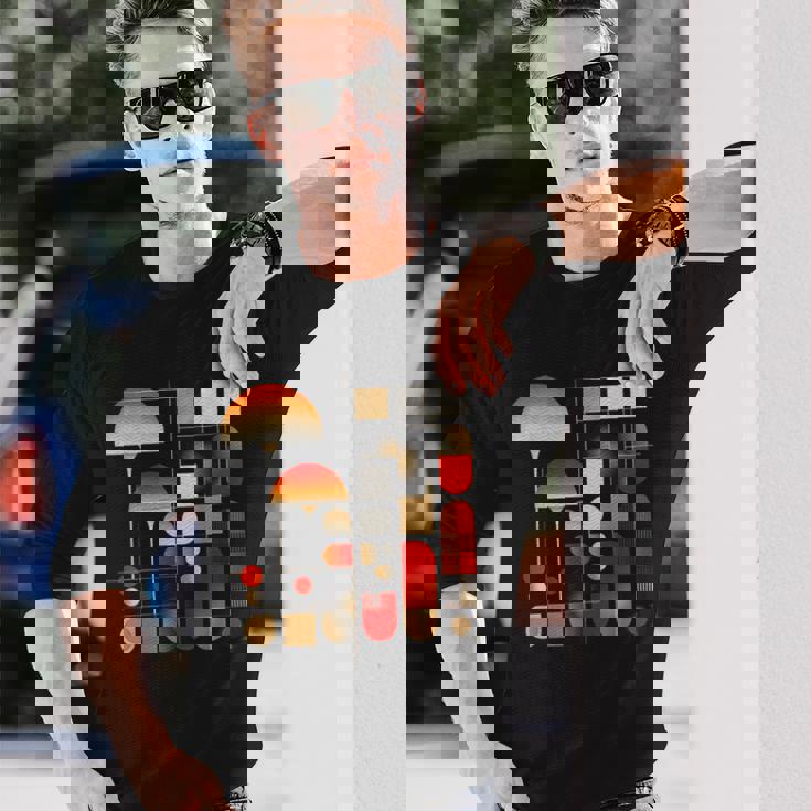 キノコ 幾何学 アート イラスト グラフィック キノコ 長袖Tシャツ 彼への贈り物