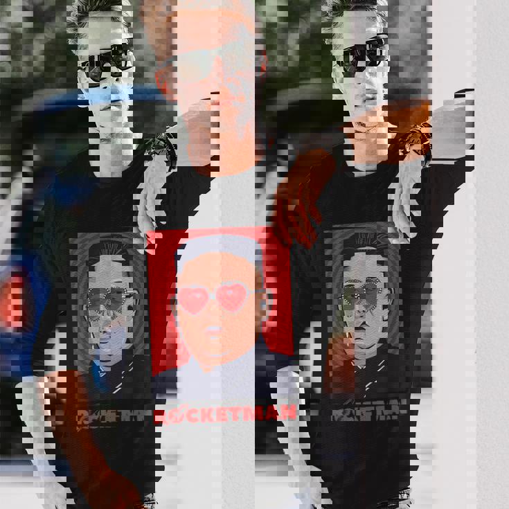 キム・ジョンウン、ファニー・ロケットマン・パロディ・ロックンロール 長袖Tシャツ 彼への贈り物