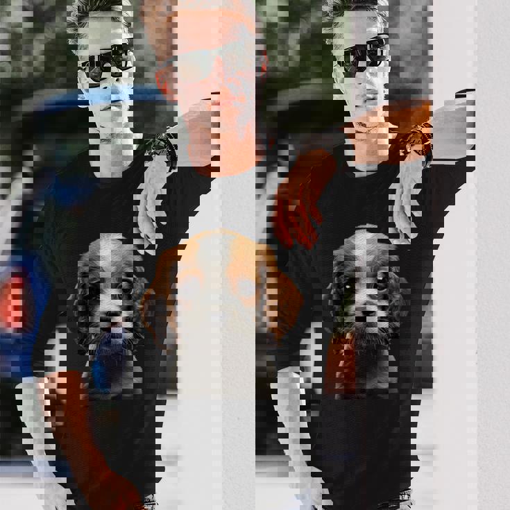 キャバリアキングチャールズスパニエル子犬 長袖Tシャツ 彼への贈り物