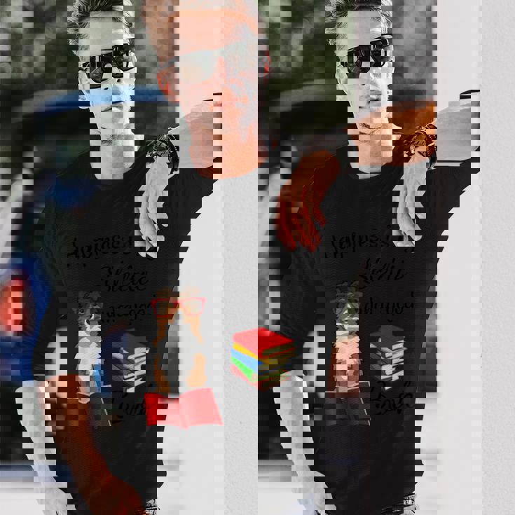 キュート・ハピネス・イズ・シェルティー・アンド・ブックス・シェルティー・マム 長袖Tシャツ 彼への贈り物