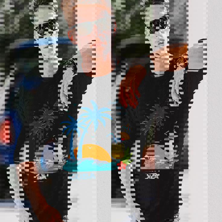 キューバ 熱帯の風景 ハバナ ギフト お土産 カリブ海 ヤシの木 冒険 長袖Tシャツ 彼への贈り物