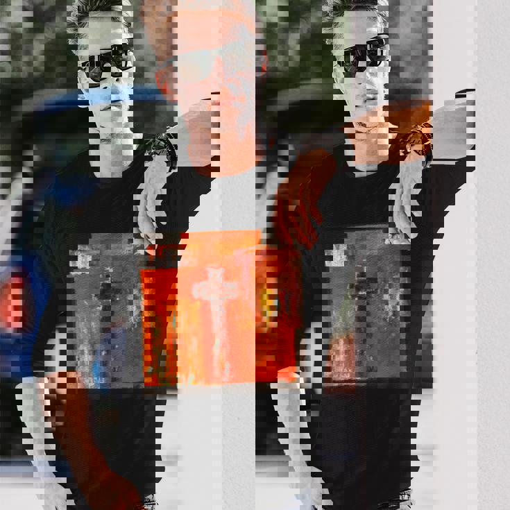 キリスト教のメッセージ イエス 十字架 愛 グラフィティ アート 絵画 長袖Tシャツ 彼への贈り物