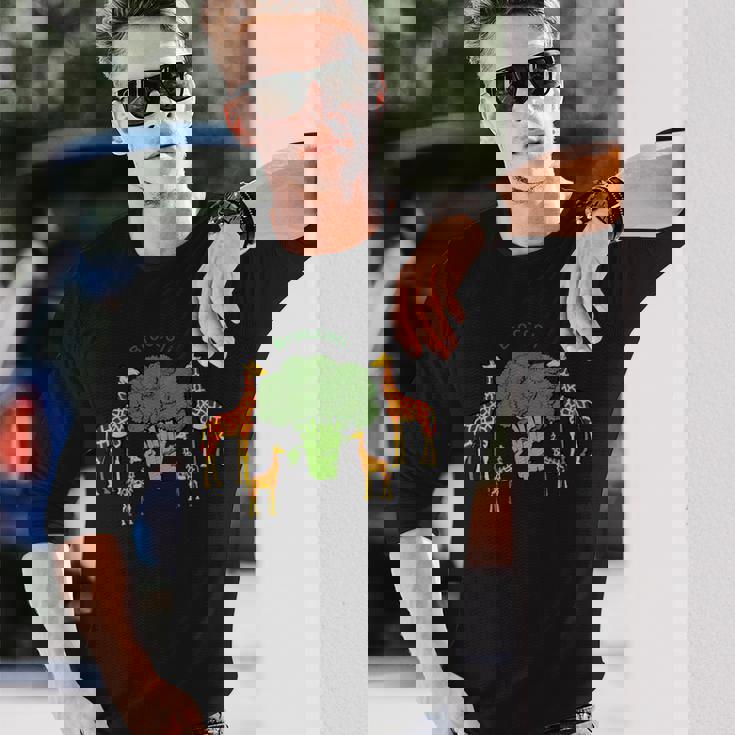 キリン ベジタリアンファミリー 食べる ブロッコリー 長袖Tシャツ 彼への贈り物