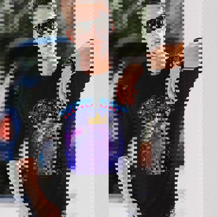 キングキャット ギャラクシーのブリティッシュショートヘア猫 子猫猫 長袖Tシャツ 彼への贈り物