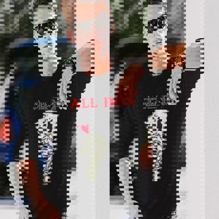 ギャンブル ポーカー プレーヤー スケルトン ハンド ポーカー カード 7 2 ポーカー 長袖Tシャツ 彼への贈り物